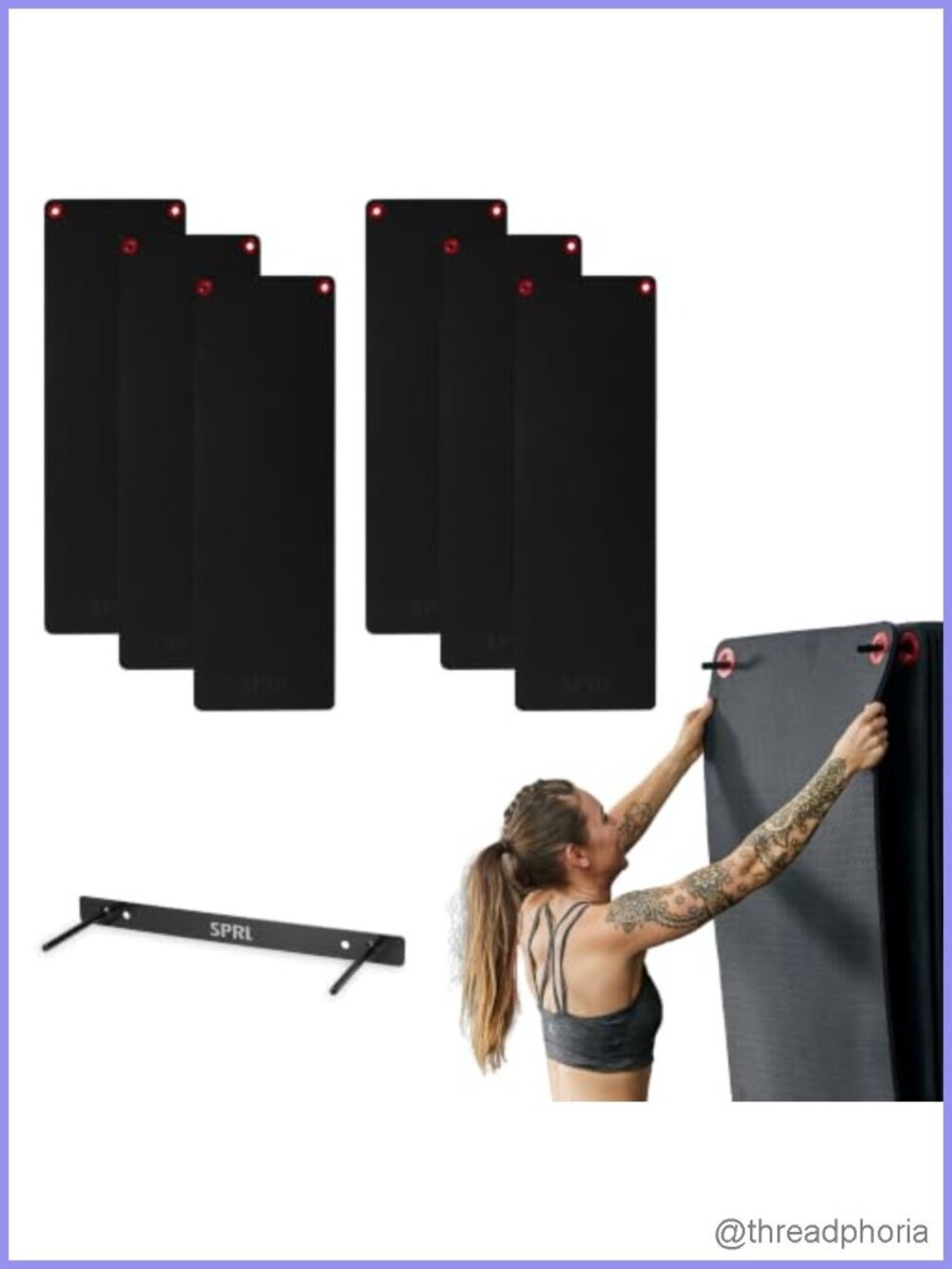 6 Pack Hanging Exercise Mats with Grommets, EVA Foam, Commercial-Grade